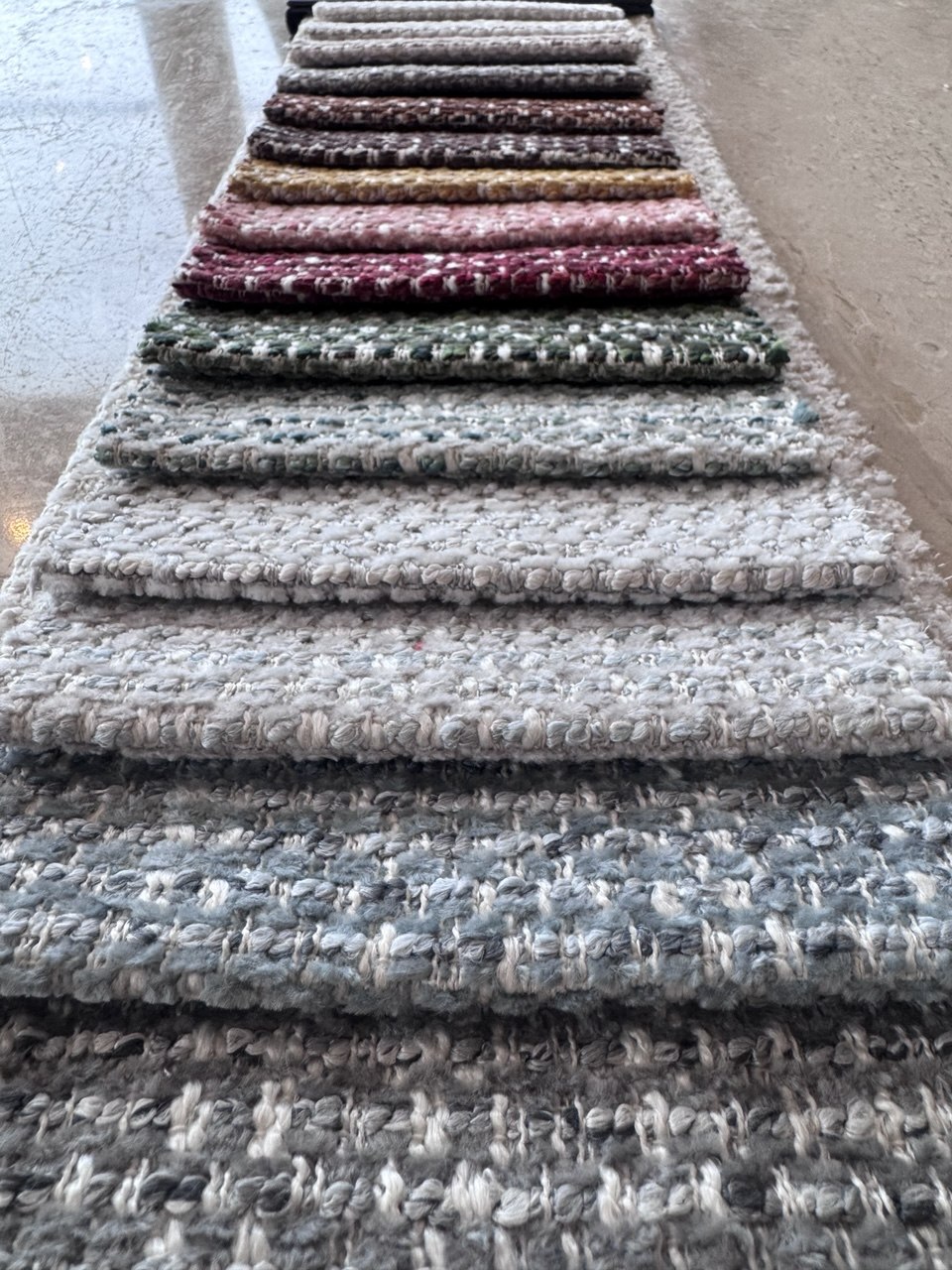 Grey and graphite chenille sofa fabric samples